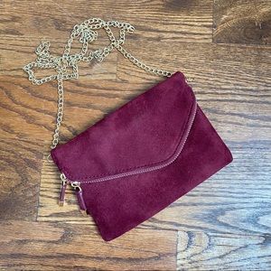Faux-Suede Crossbody Clutch